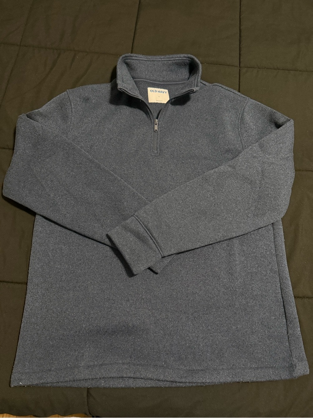 Old Navy Men’s Heathered Dark Blue Quarter-Zip Pullover - Picture 1 of 2
